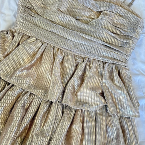 Layered With Love - Gold Metallic Tiered Dress Size S - Picture 3 of 7